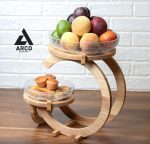 استند پذیرایی چوبی دوطبقه شیشه ترک راسا