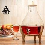 کلمن شیشه ای پایه چوب طرح ایکیا شیشه دودی