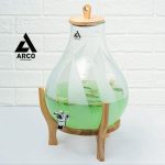 کلمن شیشه ای پایه چوب طرح ایکیا شیشه مات ساده