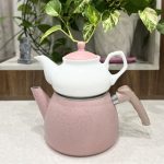 کتری و قوری هرمی گرانیتی کادویی رنگ صورتی