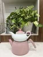 کتری و قوری هرمی گرانیتی کادویی رنگ صورتی - Image 6