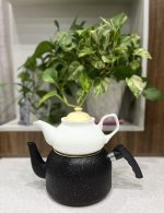 کتری و قوری تپلی گرانیتی کادویی رنگ مشکی در طلایی - Image 6