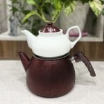 کتری و قوری هرمی گرانیتی کادویی رنگ زرشکی
