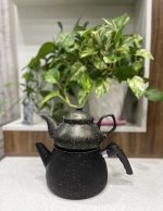 کتری و قوری هرمی گرانیتی کادویی رنگ مشکی در گرانیت - Image 5