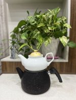 کتری و قوری هرمی گرانیتی کادویی رنگ مشکی در طلایی - Image 7