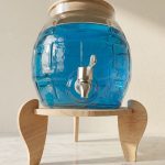 کلمن شیشه ای پایه و در چوب مدل گرد