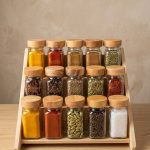 جا ادویه 15تایی درب چوبی همراه با استند