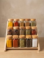 جا ادویه 15تایی درب چوبی همراه با استند