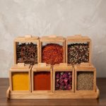 پاسماوری 7 پارچه چوب و شیشه مربعی همراه با استند
