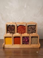 پاسماوری 7 پارچه چوب و شیشه مربعی همراه با استند