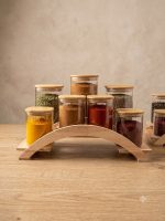 پاسماوری 7 پارچه پیرکس مربع درب بامبو مدل هلالی