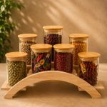 پاسماوری 7 پارچه پیرکس گرد درب بامبو مدل هلالی