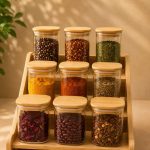 پاسماوری 9 پارچه پیرکس مربع درب بامبو