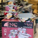سرویس قابلمه 7 پارچه مربع JNC تفلون جنوب گرانیتی طرح گل 2