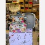 سرویس قابلمه ۵ پارچه مربع JNC تفلون جنوب گرانیتی طرح گل 5