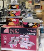 سرویس قابلمه 7 پارچه مربع JNC تفلون جنوب گرانیتی طرح گل